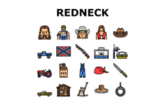 redneck country southern rural icons set vector Product Image 1