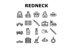 redneck country southern rural icons set vector Product Image 1