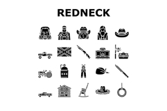redneck country southern rural icons set vector Product Image 1