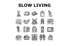 slow living mindfulness balance icons set vector Product Image 1