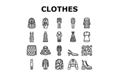 stylish clothes fashion trendy icons set vector Product Image 1