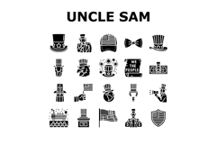 uncle sam patriotism propaganda icons set vector Product Image 1