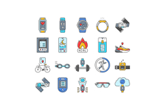 wearable fitness technology icons set vector Product Image 1