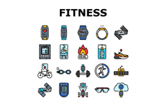 wearable fitness technology icons set vector Product Image 1