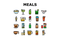 meals as drinks smoothie shake icons set vector Product Image 1