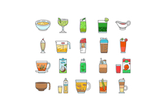 meals as drinks smoothie shake icons set vector Product Image 1