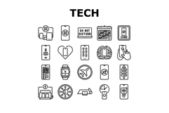 mindful tech engagement balance icons set vector Product Image 1