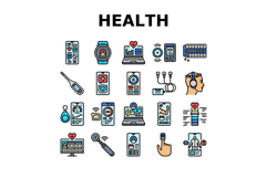 personalized health tech icons set vector Product Image 1