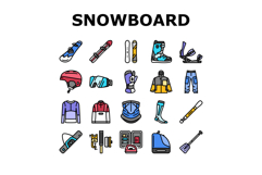 snowboard freestyle alpine icons set vector Product Image 1
