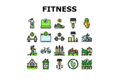 sustainable outdoor fitness eco icons set vector Product Image 1
