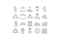sustainable outdoor fitness eco icons set vector Product Image 1