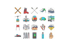 alpine skiing snow slalom icons set vector Product Image 1
