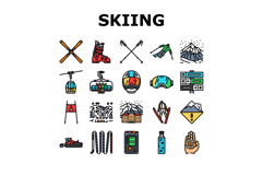 alpine skiing snow slalom icons set vector Product Image 1