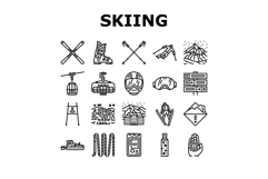 alpine skiing snow slalom icons set vector Product Image 1