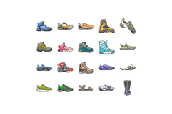 footwear tourism shoes sandals icons set vector Product Image 1