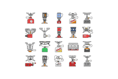 gas burner stove cooktop icons set vector Product Image 1