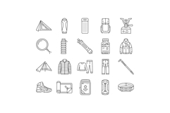 lightweight backpacking icons set vector Product Image 1