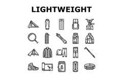 lightweight backpacking icons set vector Product Image 1