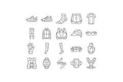running accessories shoes watch icons set vector Product Image 1