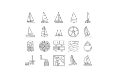 sailing sport yacht regatta icons set vector Product Image 1