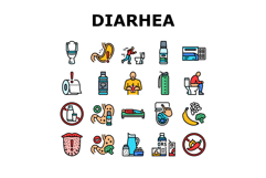 diarrhea causes icons set vector Product Image 1