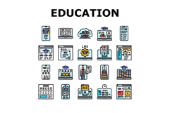 education platform edtech icons set vector Product Image 1