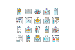 education platform edtech icons set vector Product Image 1