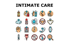 female intimate care hygiene icons set vector Product Image 1