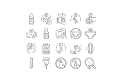 female intimate care hygiene icons set vector Product Image 1