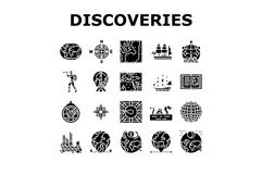 great geographical discoveries icons set vector Product Image 1