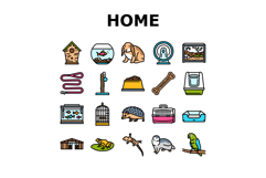 multi species home icons set vector Product Image 1