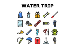 water trip tourism beach icons set vector Product Image 1