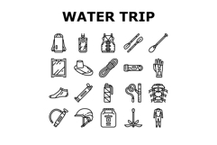 water trip tourism beach icons set vector Product Image 1
