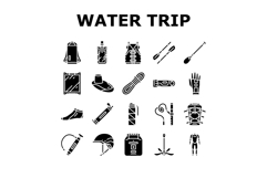 water trip tourism beach icons set vector Product Image 1