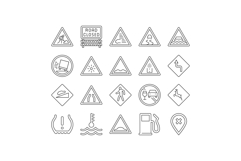 car driving obstacles road icons set vector Product Image 1