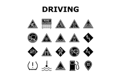 car driving obstacles road icons set vector Product Image 1