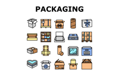 cardboard packaging recycling icons set vector Product Image 1