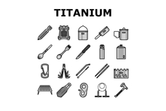 titanium lightweight accessories icons set vector Product Image 1