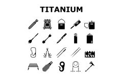 titanium lightweight accessories icons set vector Product Image 1