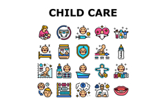 child care nurse pediatric icons set vector Product Image 1