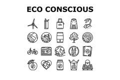 eco conscious sustainability icons set vector Product Image 1