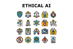 ethical ai bias transparency icons set vector Product Image 1