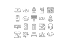 hybrid work model remote icons set vector Product Image 1