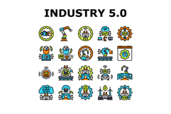 industry five automation icons set vector Product Image 1