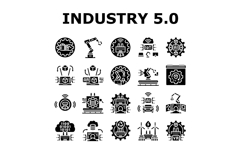 industry five automation icons set vector Product Image 1
