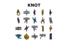nautical knot rope marine icons set vector Product Image 1