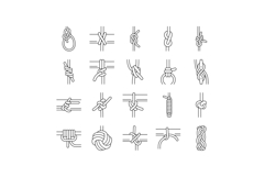 nautical knot rope marine icons set vector Product Image 1