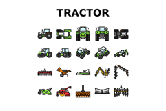tractor farming agriculture icons set vector Product Image 1