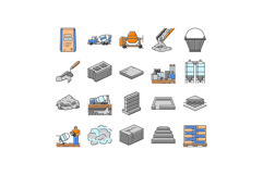 cement concrete construction icons set vector Product Image 1