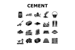 cement concrete construction icons set vector Product Image 1